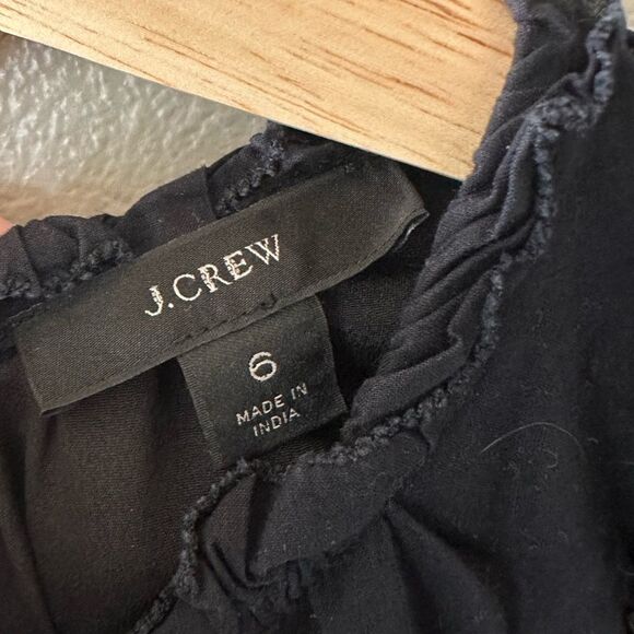 J Crew Black Puff Sleeve Daisy-Chain Knee Length Ruffle Dress - Picture 5 of 10